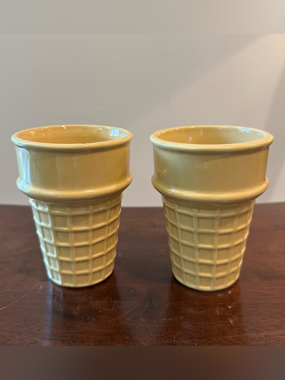 Set of two ceramic ice cream cone dishes • so cute!